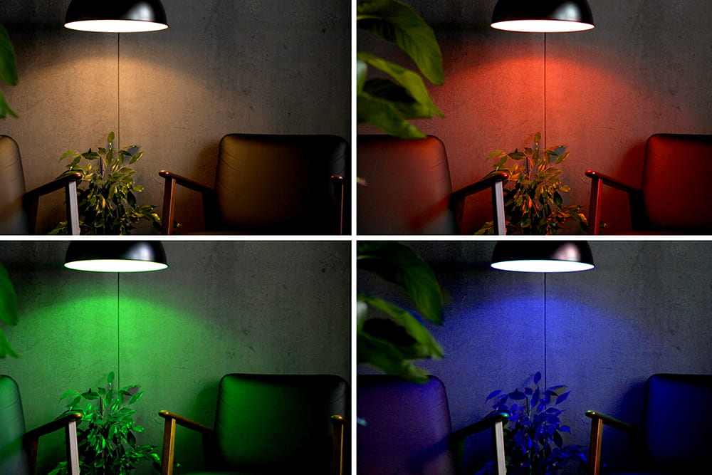 Lampe in vier Farben